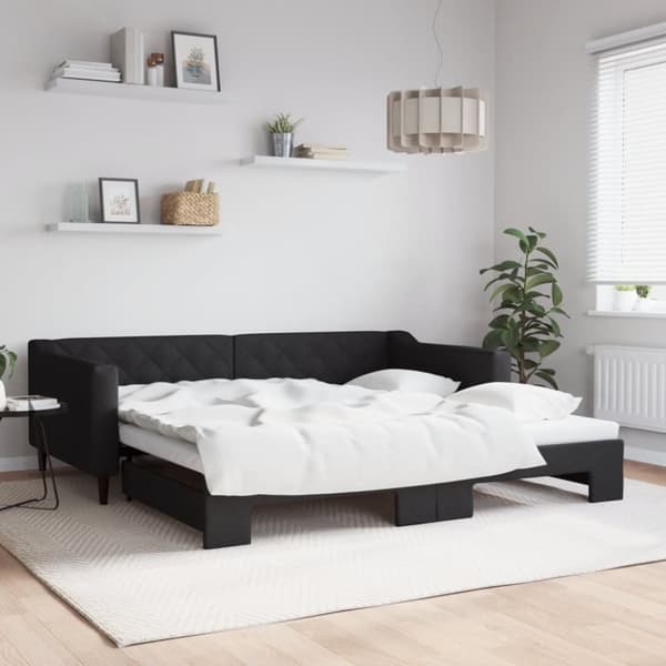 Dagbädd utdragbar svart 100x200 cm tyg