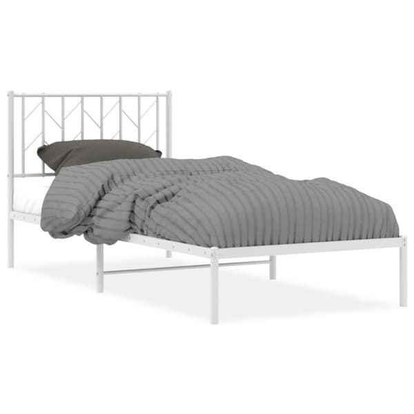 Sängram med huvudgavel metall vit 90x200 cm