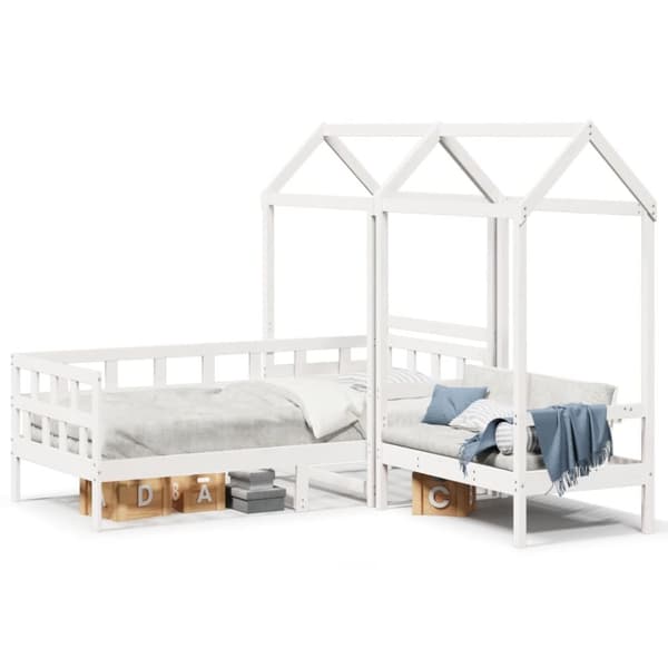 Dagbädd med tak vit 80x200 cm massiv furu