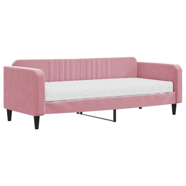 Dagbädd med madrass rosa 90x200 cm sammet