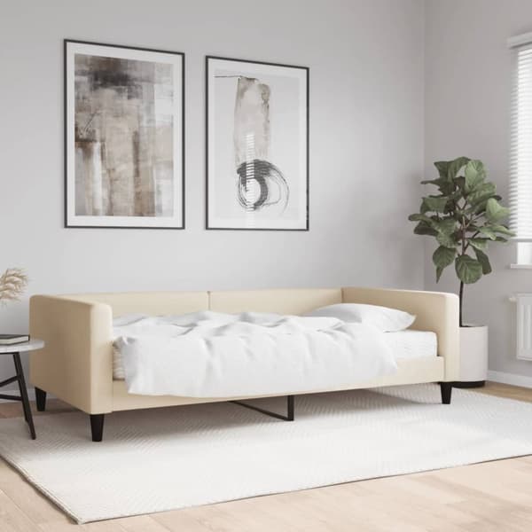 Dagbädd med madrass gräddvit 100x200 cm tyg