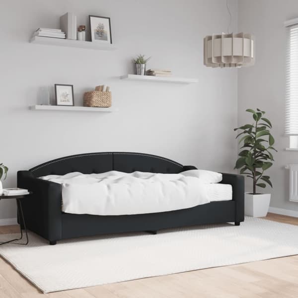 Dagbädd med madrass svart 90x190 cm tyg