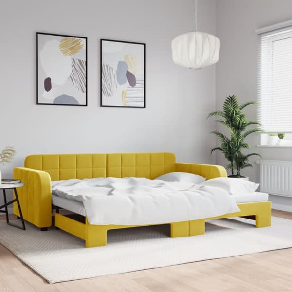 Dagbädd utdragbar gul 90x200 cm sammet