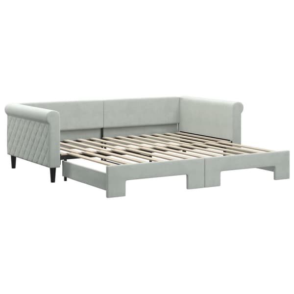 Dagbädd utdragbar ljusgrå 100x200 cm sammet