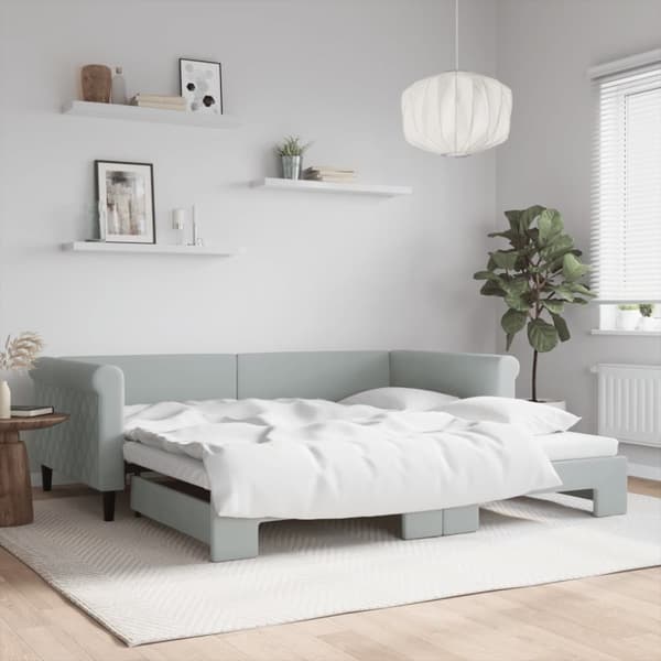 Dagbädd utdragbar ljusgrå 100x200 cm sammet