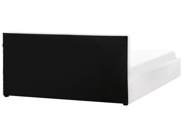 Seng Hvid Boucle 180 x 200 cm Moderne To Mands Seng med Opbevaring Blød Sengegavl Dobbeltseng Sengeramme Retro Design