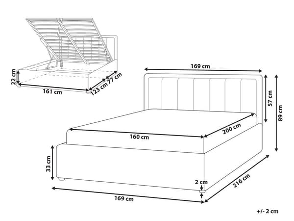 Seng Hvid Boucle 160 x 200 cm Moderne To Mands Seng med Opbevaring Blød Sengegavl Dobbeltseng Sengeramme Retro Design
