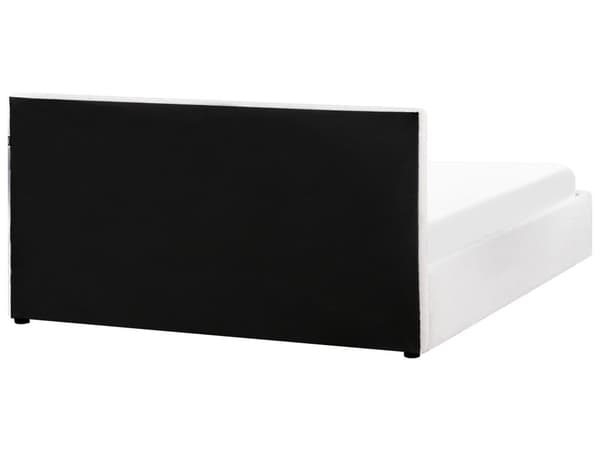 Seng Hvid Boucle 160 x 200 cm Moderne To Mands Seng med Opbevaring Blød Sengegavl Dobbeltseng Sengeramme Retro Design