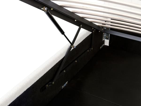 Säng Vit Ottoman Boucle Dubbel Storlek 160 x 200 cm Stoppad Ram Teddy med Huvudgavel