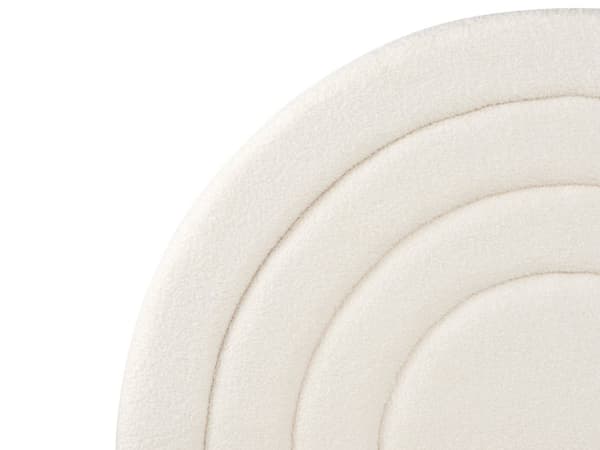 Säng Off-White Boucle 90 x 200 cm Minimalistisk Retro Design Ottoman Förvaring Lamellbotten Halvrund Huvudgavel
