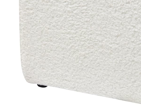 Säng Off-White Boucle 90 x 200 cm Minimalistisk Retro Design Ottoman Förvaring Lamellbotten Halvrund Huvudgavel