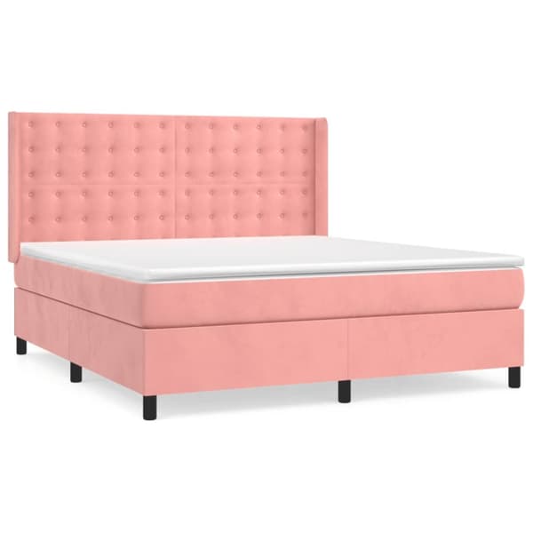 Ramsäng med madrass rosa 160x200 cm sammet