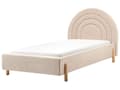 Miniatyrbillede 4 af 11: Enkeltseng Beige Boucle 90 x 200 Enkeltmandsseng Teenageseng Pige Seng Moderne til Børneværelse Sengeramme Stofseng med Gavl