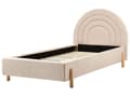 Miniatyrbillede 6 af 11: Enkeltseng Beige Boucle 90 x 200 Enkeltmandsseng Teenageseng Pige Seng Moderne til Børneværelse Sengeramme Stofseng med Gavl