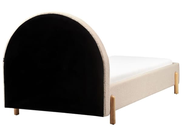 Enkeltseng Beige Boucle 90 x 200 Enkeltmandsseng Teenageseng Pige Seng Moderne til Børneværelse Sengeramme Stofseng med Gavl