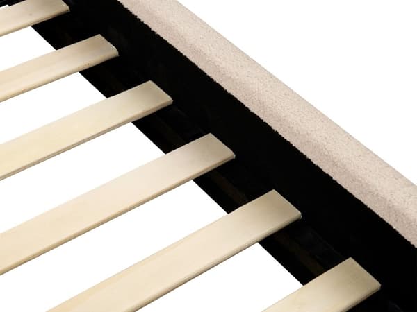 Enkeltseng Beige Boucle 90 x 200 Enkeltmandsseng Teenageseng Pige Seng Moderne til Børneværelse Sengeramme Stofseng med Gavl