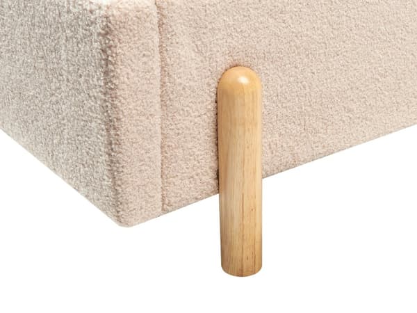 Enkeltseng Beige Boucle 90 x 200 Enkeltmandsseng Teenageseng Pige Seng Moderne til Børneværelse Sengeramme Stofseng med Gavl