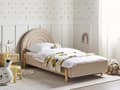Miniatyrbillede 2 af 11: Enkeltseng Beige Boucle 90 x 200 Enkeltmandsseng Teenageseng Pige Seng Moderne til Børneværelse Sengeramme Stofseng med Gavl