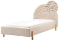 Miniatyrbillede 1 af 11: Enkeltseng Beige Boucle 90 x 200 Enkeltmandsseng Teenageseng Pige Seng Moderne til Børneværelse Sengeramme Stofseng med Gavl