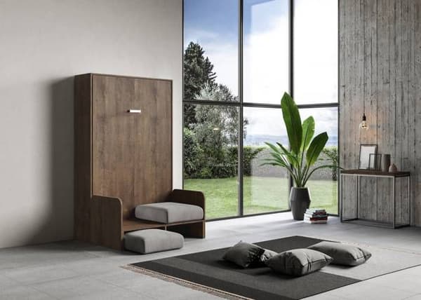 Vertikalt nedfällbart säng 140 - Itamoby - Kentaro - Inbyggd soffa - Valnöt - 2 platser