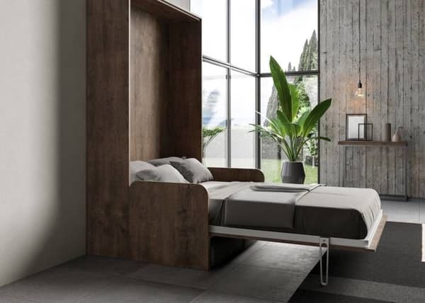 Vertikalt nedfällbart säng 140 - Itamoby - Kentaro - Inbyggd soffa - Valnöt - 2 platser