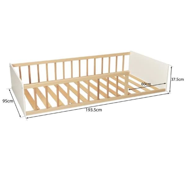 Belyst barriär - LAÏBA KIDS - Underverkens Grotta - 90x190 cm - Vit och Naturlig - Barn