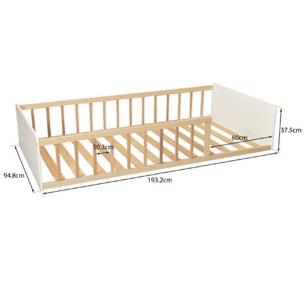 LIT 90x190 PILOU med sängbotten / Vit och Naturlig