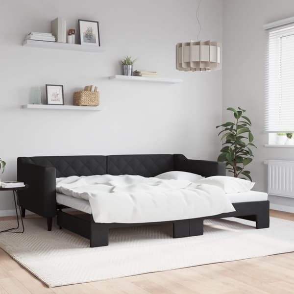 Dagbädd utdragbar svart 90x190 cm tyg