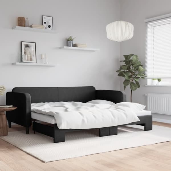 Dagbädd utdragbar svart 90x190 cm tyg