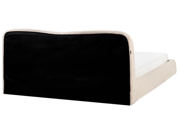 Seng med Oppbevaring Lys Beige Bouclé 180 x 200 cm Sengegavl Minimalistisk Stil Dobbeltseng Soverom