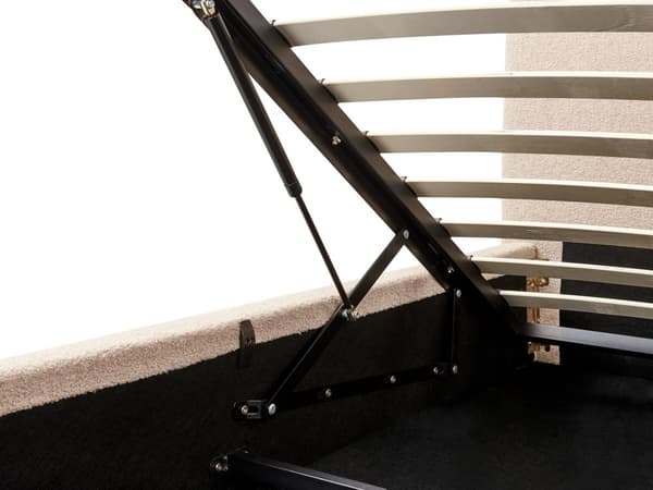 Seng med Oppbevaring Beige Bouclé 160 x 200 cm Sengegavl Minimalistisk Stil Dobbeltseng Soverom