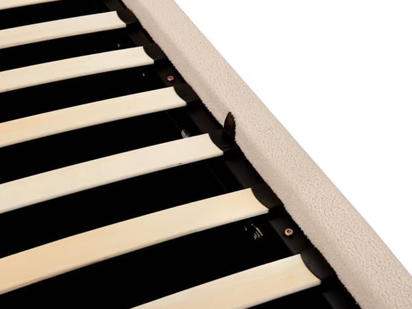 Seng med Oppbevaring Beige Bouclé 160 x 200 cm Sengegavl Minimalistisk Stil Dobbeltseng Soverom