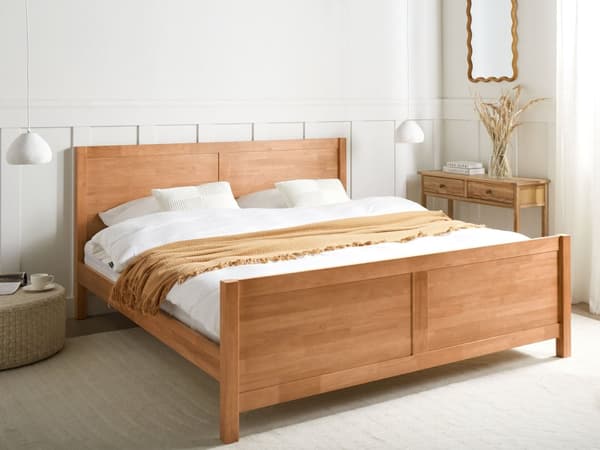 Dobbeltseng Gummi Lyst Tre 180 x 200 cm med Sengegavl Minimalistisk Rustikk Stil