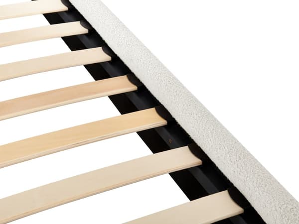 Sängram Off-White Boucle 160 x 200 cm Tuftad Huvudgavel Metallben Modern Design