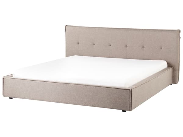 Dobbeltseng Taupe Lin 180 x 200 cm Svarte ben Sengegavl Lamellbunn Vannavvisende stoff Moderne design Sengeramme Soverom