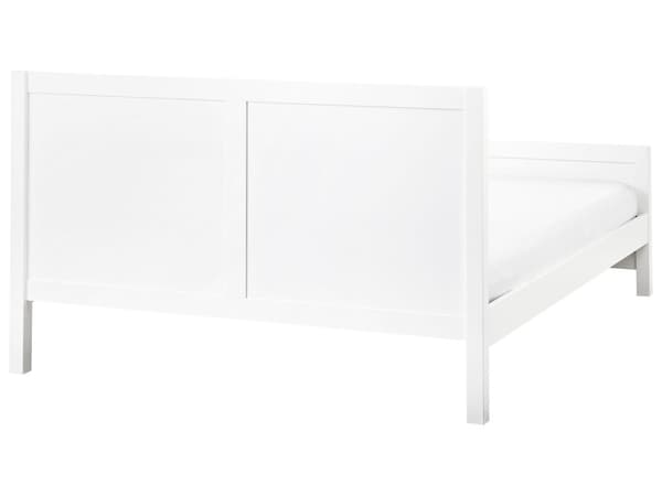 Dobbeltseng Gummi Hvit Tre 160 x 200 cm med Sengegavl Minimalistisk Rustikk Stil