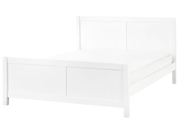 Dobbeltseng Gummi Hvit Tre 160 x 200 cm med Sengegavl Minimalistisk Rustikk Stil