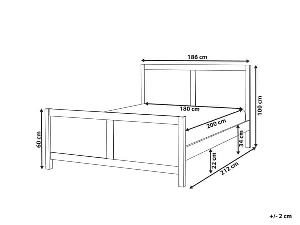 Dobbeltseng Gummi Hvitt Tre 180 x 200 cm med Sengegavl Minimalistisk Rustikk Stil