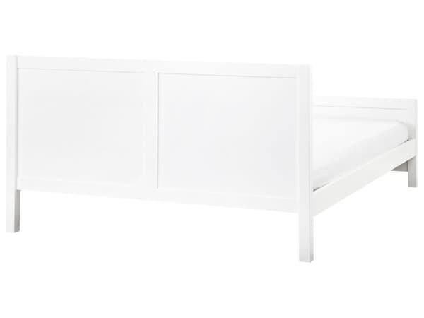 Dobbeltseng Gummi Hvitt Tre 180 x 200 cm med Sengegavl Minimalistisk Rustikk Stil