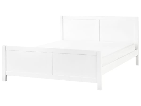 Dobbeltseng Gummi Hvitt Tre 180 x 200 cm med Sengegavl Minimalistisk Rustikk Stil