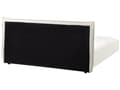 Miniatyrbilde 5 av 11: Dobbeltseng Off-white Lin 160 x 200 cm Svarte ben Sengegavl Lamellbunn Vannavvisende stoff Moderne design Sengeramme Soverom
