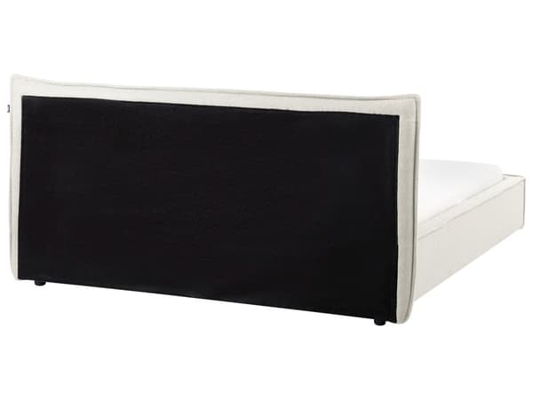 Dobbeltseng Off-white Lin 160 x 200 cm Svarte ben Sengegavl Lamellbunn Vannavvisende stoff Moderne design Sengeramme Soverom