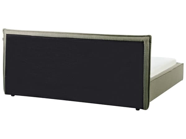 Dobbeltseng Grønn Lin 180 x 200 cm Svarte ben Sengegavl Lamellbunn Vannavvisende stoff Moderne design Sengeramme Soverom