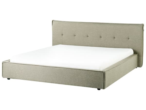 Dobbeltseng Grønn Lin 180 x 200 cm Svarte ben Sengegavl Lamellbunn Vannavvisende stoff Moderne design Sengeramme Soverom