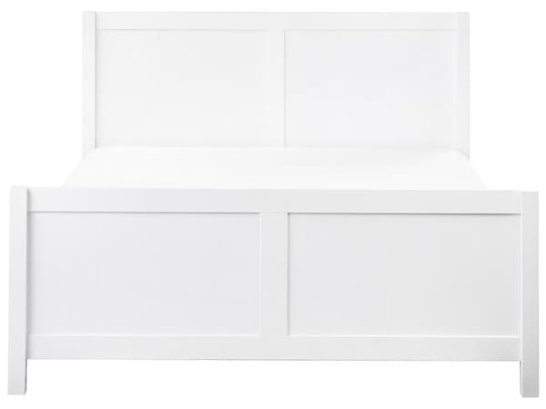 Dobbeltseng Gummi Tre Hvit 140 x 200 cm med Sengegavl Minimalistisk Rustikk Stil