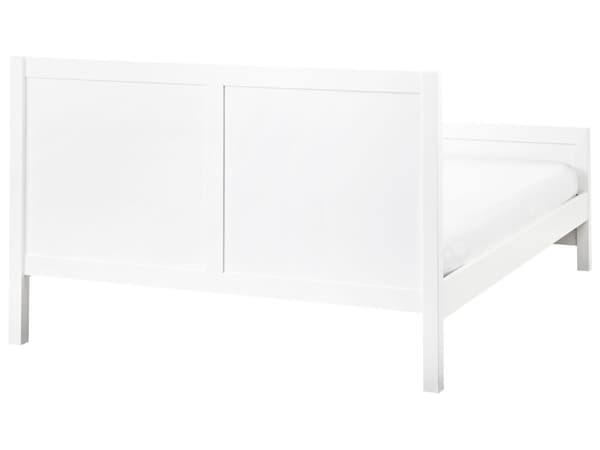 Dobbeltseng Gummi Tre Hvit 140 x 200 cm med Sengegavl Minimalistisk Rustikk Stil