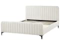 Miniatyrbillede 6 af 11: Seng Hvid Boucle 160 x 200 cm Ribbet Dobbeltseng med Sengegavl To Mands Kvalitetseng Sengeramme Moderne Design