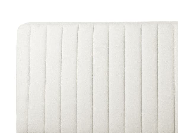 Seng Hvid Boucle 160 x 200 cm Ribbet Dobbeltseng med Sengegavl To Mands Kvalitetseng Sengeramme Moderne Design