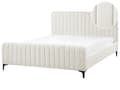 Miniatyrbillede 1 af 11: Seng Hvid Boucle 160 x 200 cm Ribbet Dobbeltseng med Sengegavl To Mands Kvalitetseng Sengeramme Moderne Design