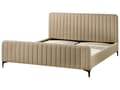 Miniatyrbillede 6 af 11: Seng Taupe Boucle 180 x 200 cm Ribbet Dobbeltseng med Sengegavl To Mands Kvalitetseng Sengeramme Moderne Design
